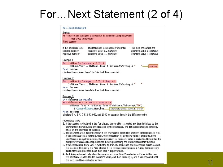 For…Next Statement (2 of 4) 11 