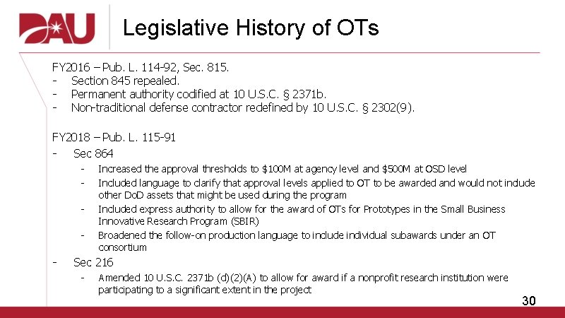 Legislative History of OTs FY 2016 – Pub. L. 114 -92, Sec. 815. -