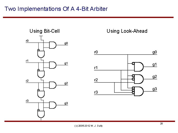 Two Implementations Of A 4 -Bit Arbiter Using Bit-Cell Using Look-Ahead (c) 2005 -2012