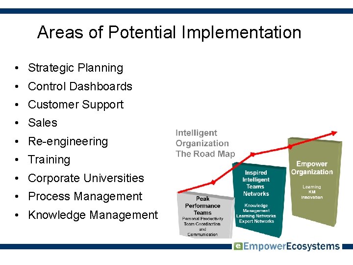 Areas of Potential Implementation • Strategic Planning • Control Dashboards • Customer Support •