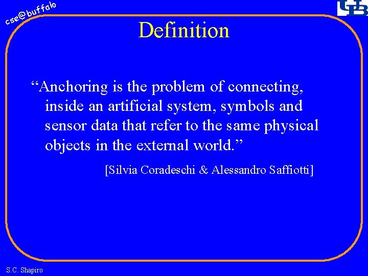 fa buf @ cse lo Definition “Anchoring is the problem of connecting, inside an