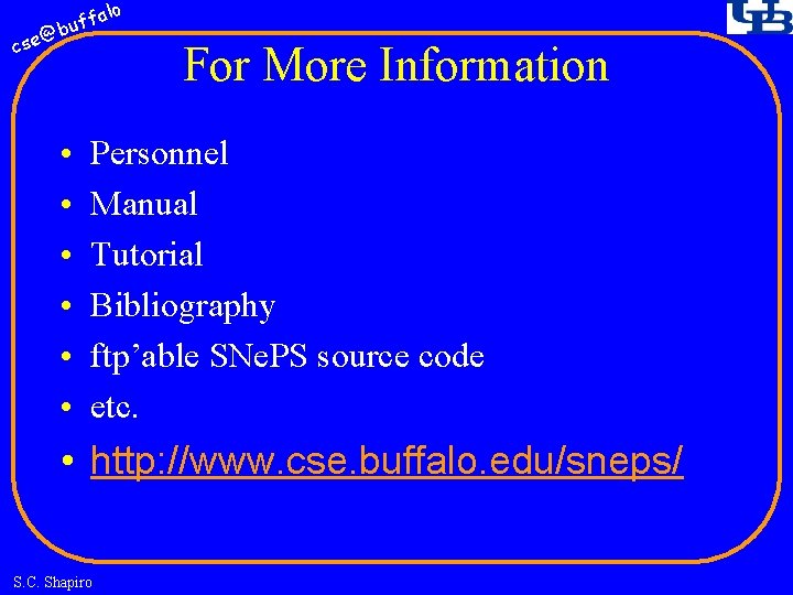 fa buf @ cse • • • lo For More Information Personnel Manual Tutorial