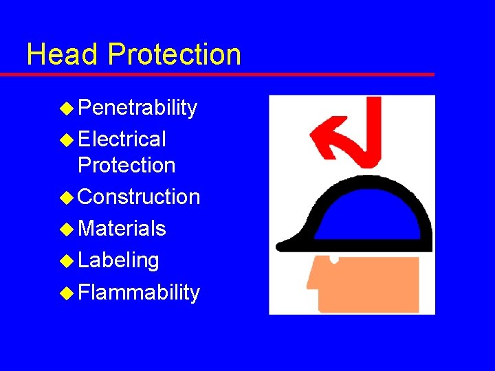 Head Protection u Penetrability u Electrical Protection u Construction u Materials u Labeling u