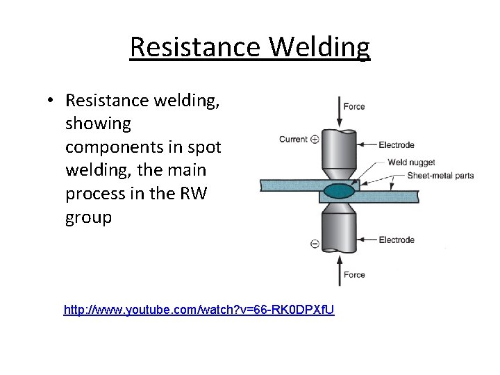 Resistance Welding • Resistance welding, showing components in spot welding, the main process in