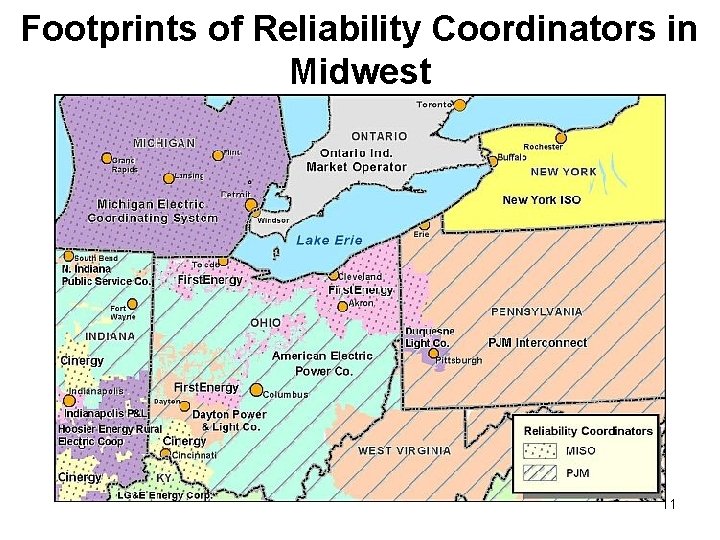 Footprints of Reliability Coordinators in Midwest 11 