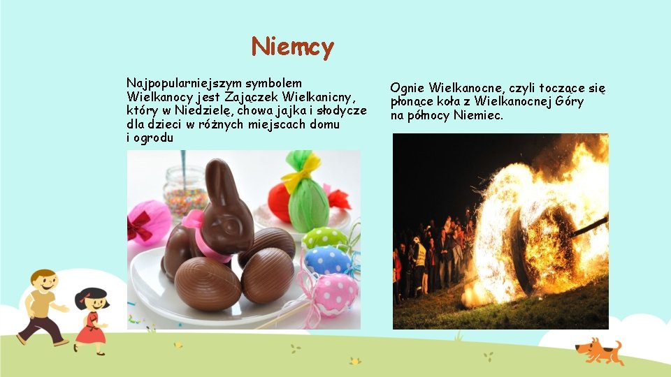 Niemcy Najpopularniejszym symbolem Wielkanocy jest Zajączek Wielkanicny, który w Niedzielę, chowa jajka i słodycze