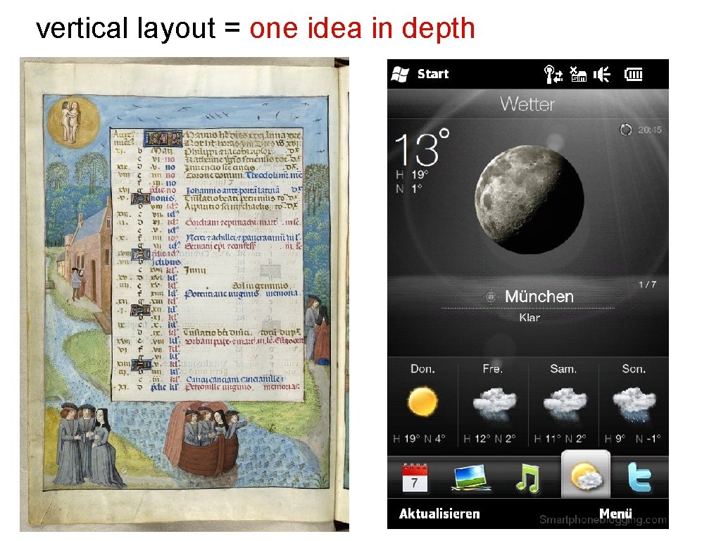 vertical layout = one idea in depth 