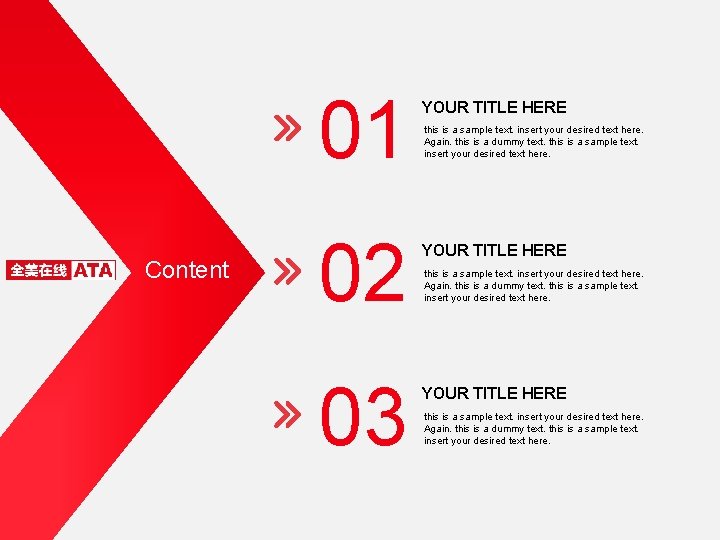 01 Content 02 03 YOUR TITLE HERE this is a sample text. insert your 01 Content 02 03 YOUR TITLE HERE this is a sample text. insert your
