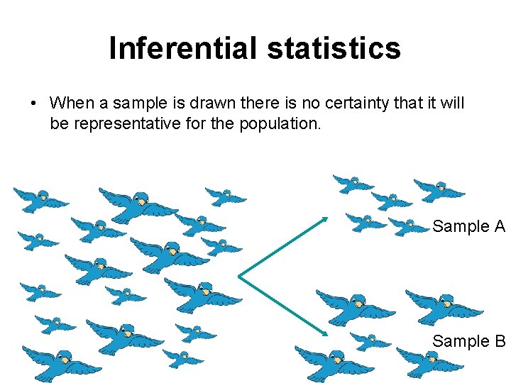 Inferential statistics • When a sample is drawn there is no certainty that it