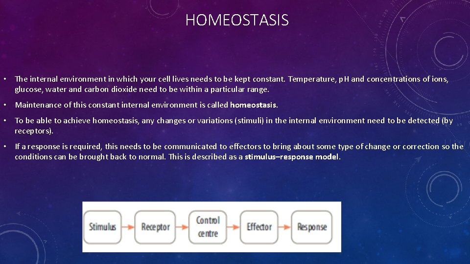 HOMEOSTASIS • The internal environment in which your cell lives needs to be kept