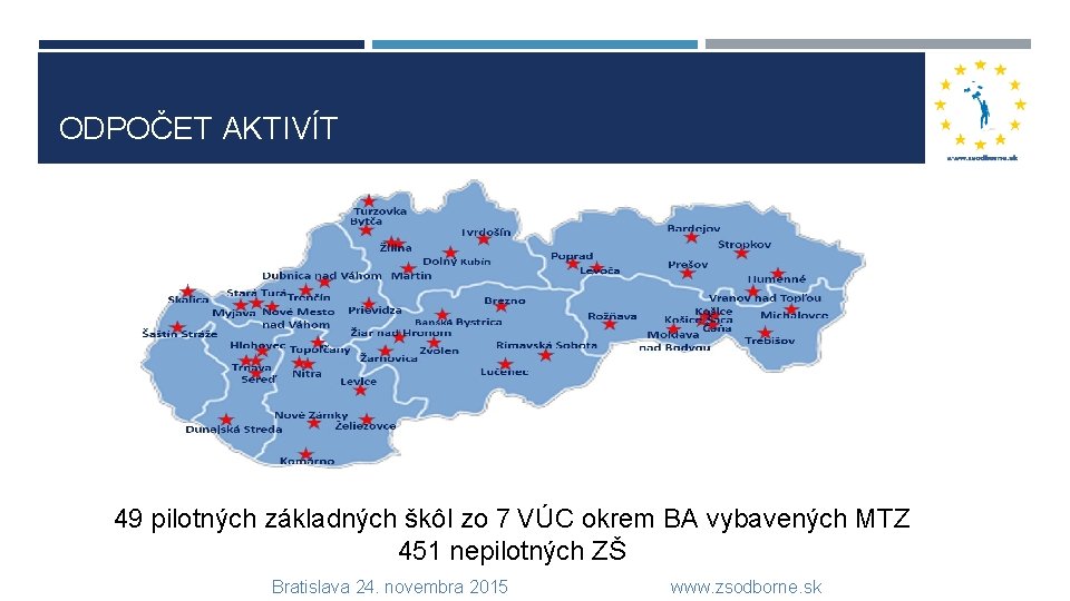 ODPOČET AKTIVÍT 49 pilotných základných škôl zo 7 VÚC okrem BA vybavených MTZ 451