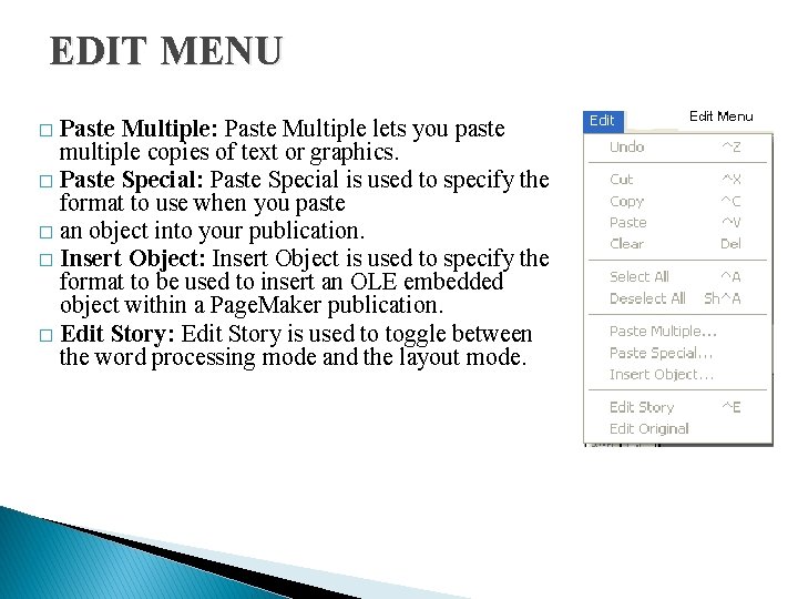 EDIT MENU Paste Multiple: Paste Multiple lets you paste multiple copies of text or EDIT MENU Paste Multiple: Paste Multiple lets you paste multiple copies of text or