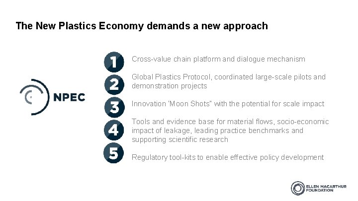 The New Plastics Economy demands a new approach Cross-value chain platform and dialogue mechanism