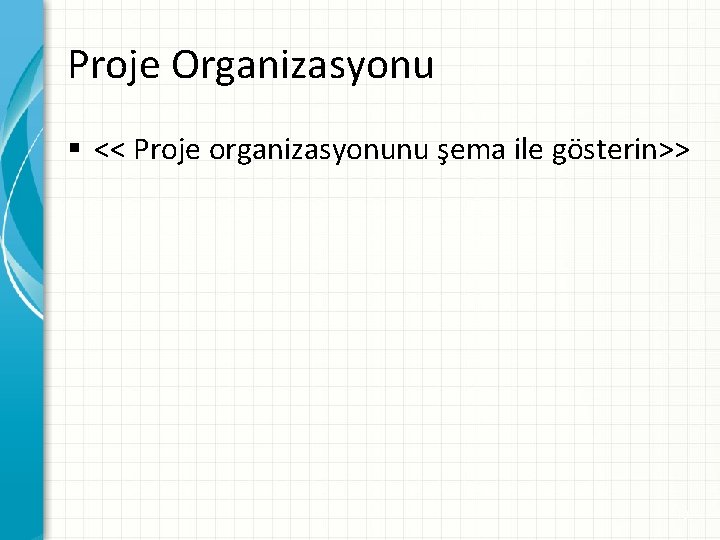 Proje Organizasyonu § << Proje organizasyonunu şema ile gösterin>> 10 