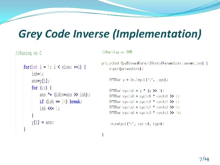 Grey Code Inverse (Implementation) 7/14 