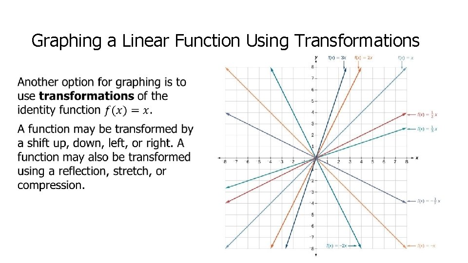 Graphing a Linear Function Using Transformations • Graphing a Linear Function Using Transformations •