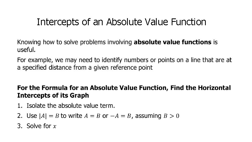 Intercepts of an Absolute Value Function • 