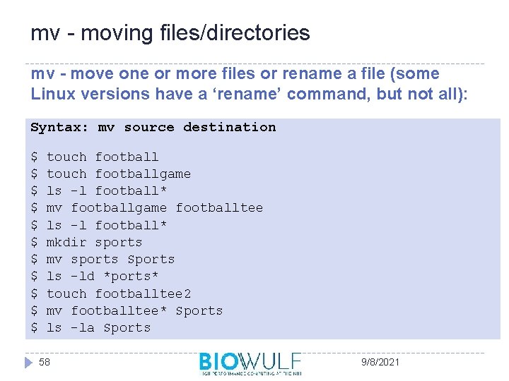 mv - moving files/directories mv - move one or more files or rename a