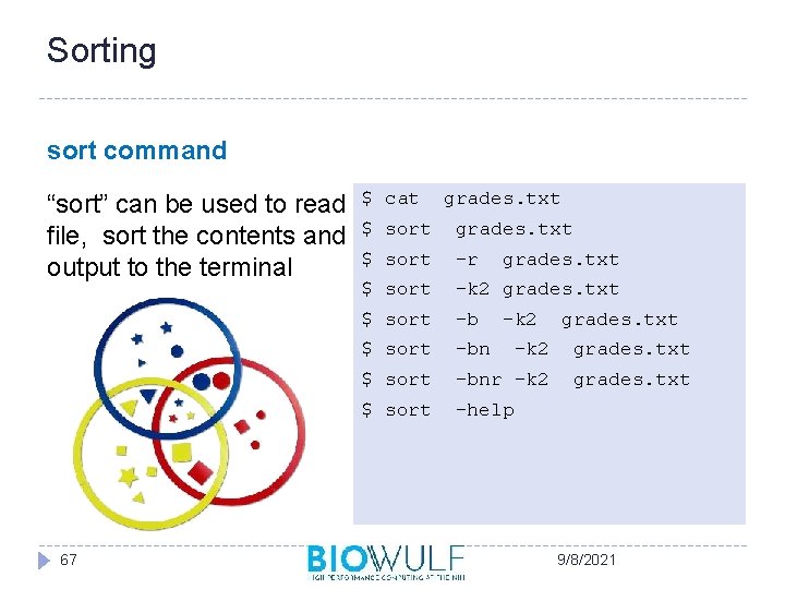 Sorting sort command “sort” can be used to read a$ file, sort the contents