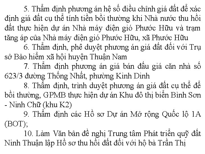 5. Thẩm định phương án hệ số điều chỉnh giá đất để xác định