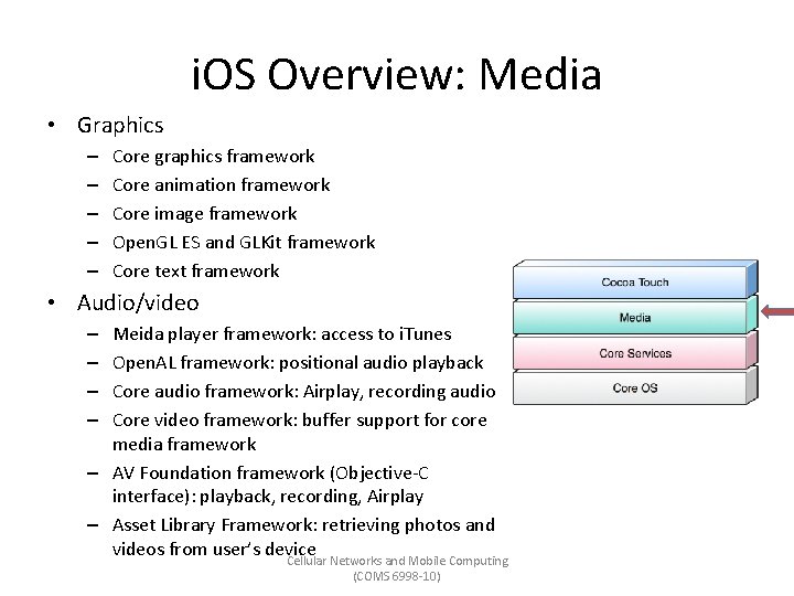 i. OS Overview: Media • Graphics – – – Core graphics framework Core animation