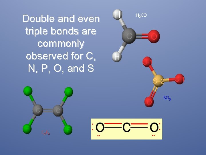 Double and even triple bonds are commonly observed for C, N, P, O, and