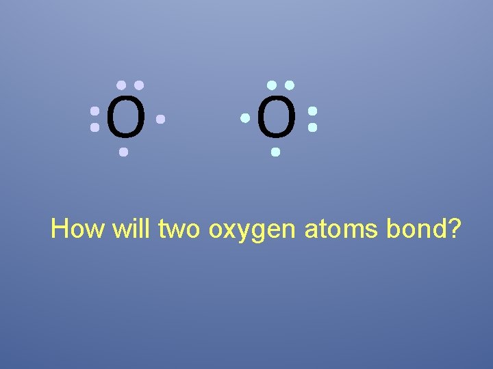 O O How will two oxygen atoms bond? 