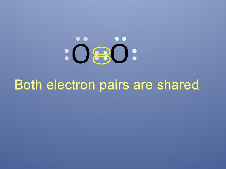 O O Both electron pairs are shared. 
