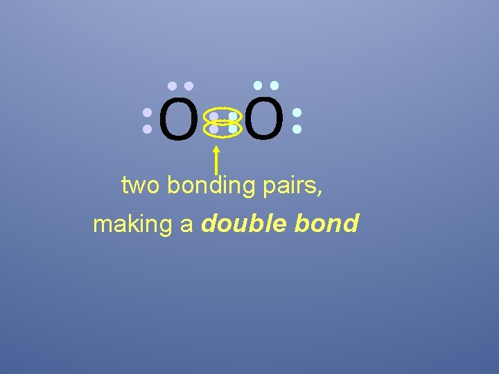 O O two bonding pairs, making a double bond 
