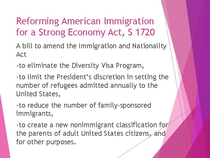 Reforming American Immigration for a Strong Economy Act, S 1720 A bill to amend