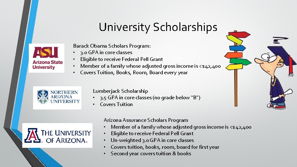 University Scholarships Barack Obama Scholars Program: • 3. 0 GPA in core classes •