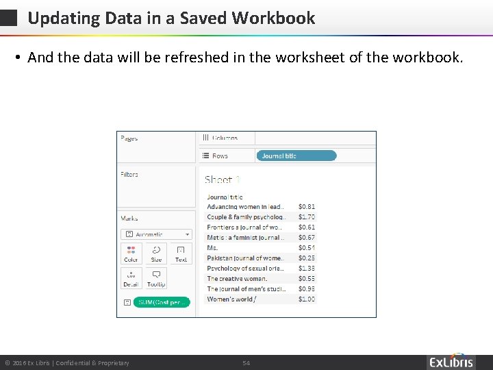 Updating Data in a Saved Workbook • And the data will be refreshed in
