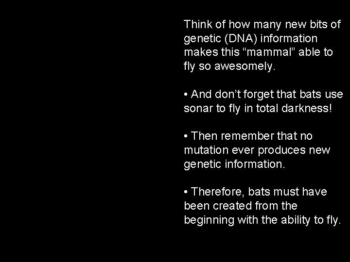 Think of how many new bits of genetic (DNA) information makes this “mammal” able
