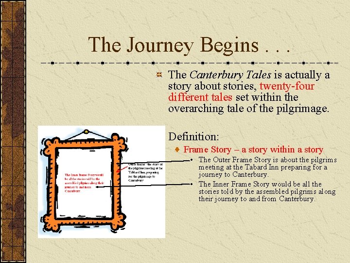 The Journey Begins. . . The Canterbury Tales is actually a story about stories,