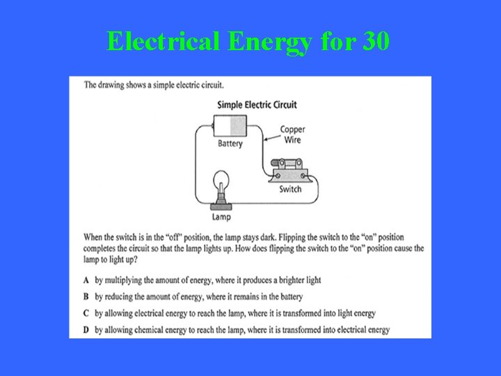 Electrical Energy for 30 