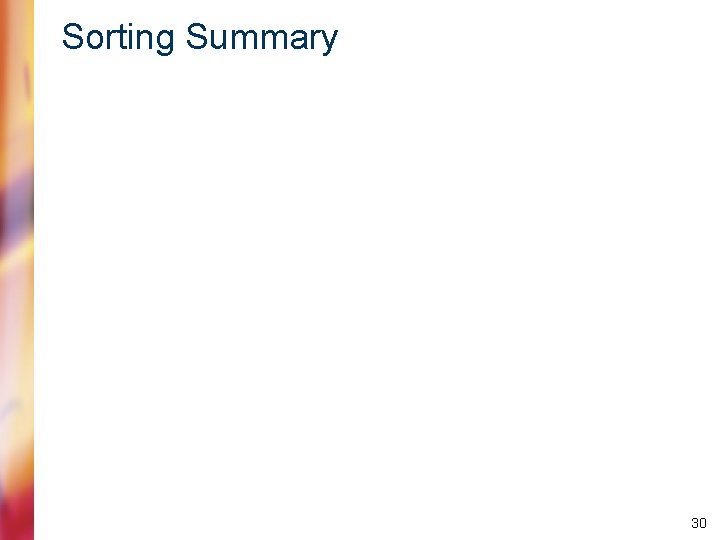 Sorting Summary 30 