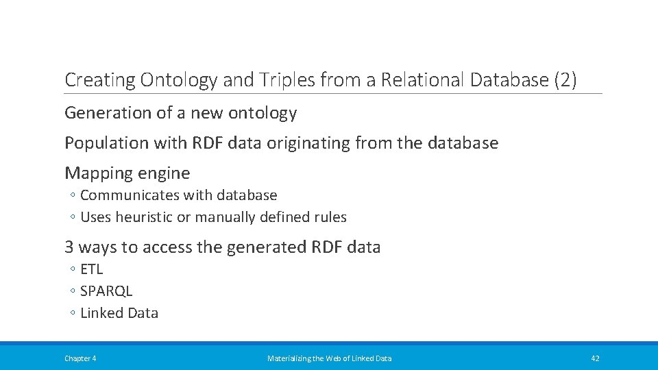 Creating Ontology and Triples from a Relational Database (2) Generation of a new ontology Creating Ontology and Triples from a Relational Database (2) Generation of a new ontology