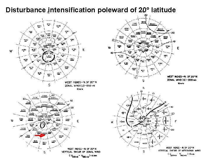 Disturbance intensification poleward of 20° latitude 