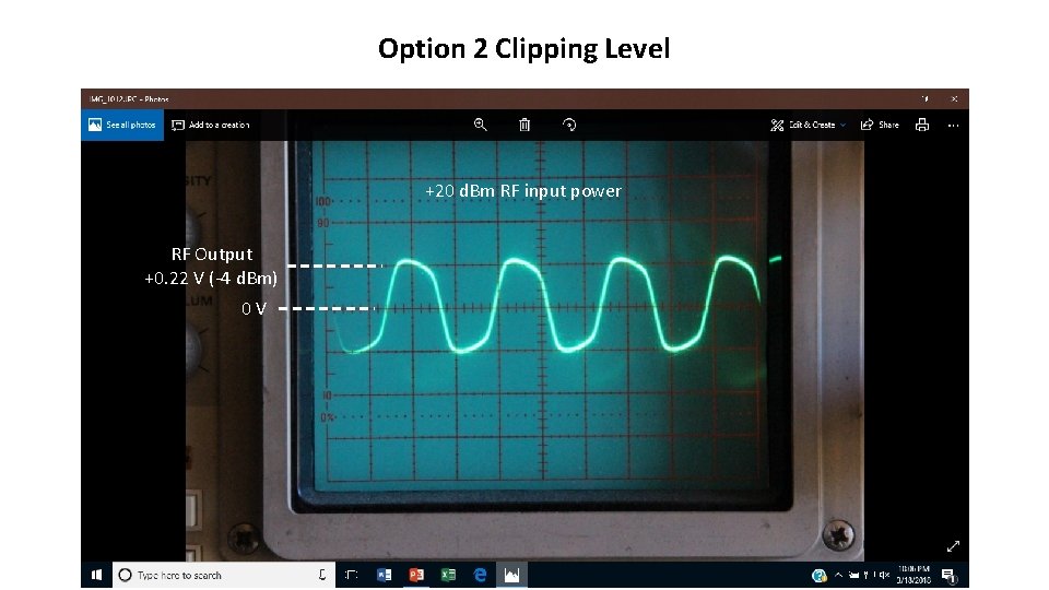 Option 2 Clipping Level +20 d. Bm RF input power RF Output +0. 22 Option 2 Clipping Level +20 d. Bm RF input power RF Output +0. 22