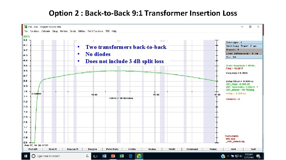 Option 2 : Back-to-Back 9: 1 Transformer Insertion Loss • Two transformers back-to-back • Option 2 : Back-to-Back 9: 1 Transformer Insertion Loss • Two transformers back-to-back •