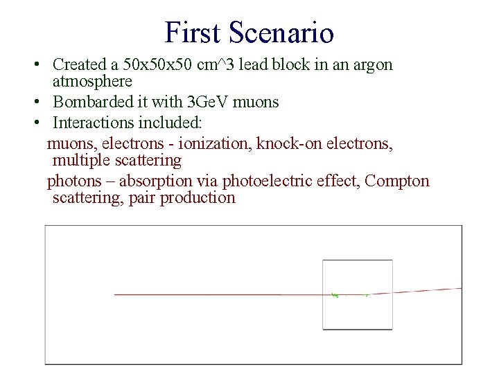 First Scenario • Created a 50 x 50 cm^3 lead block in an argon