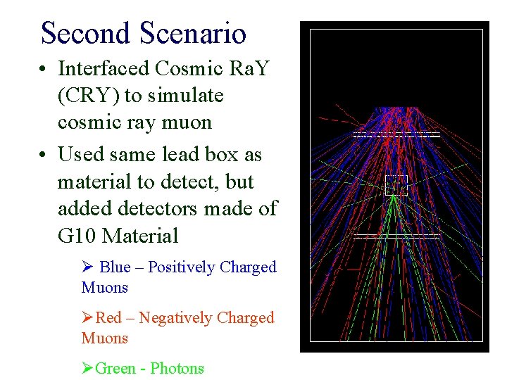 Second Scenario • Interfaced Cosmic Ra. Y (CRY) to simulate cosmic ray muon •