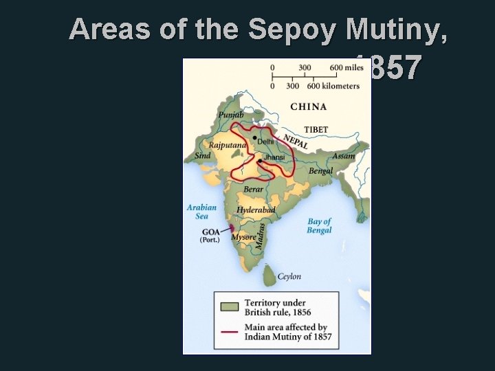 Areas of the Sepoy Mutiny, 1857 