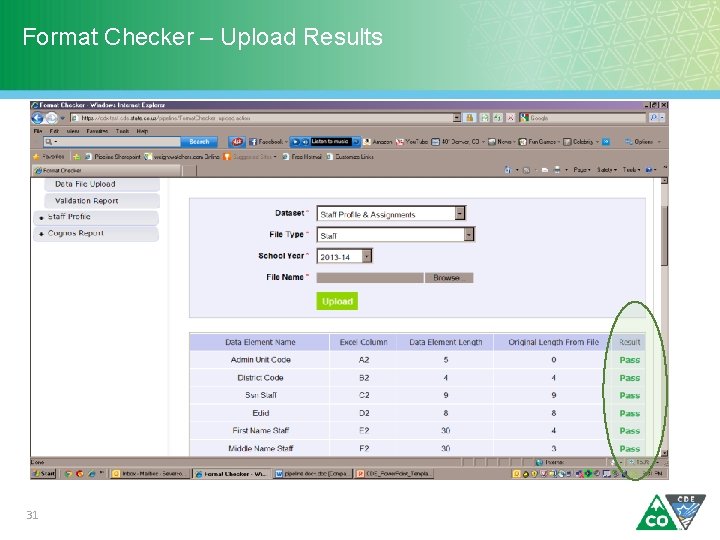 Format Checker – Upload Results 31 