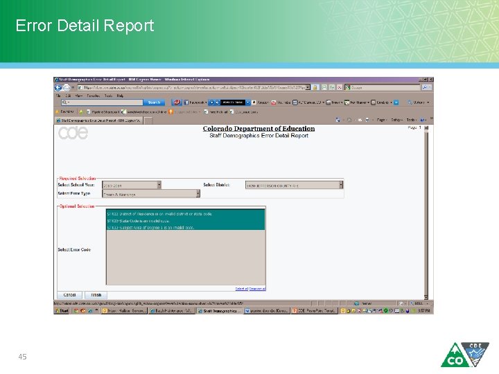 Error Detail Report 45 