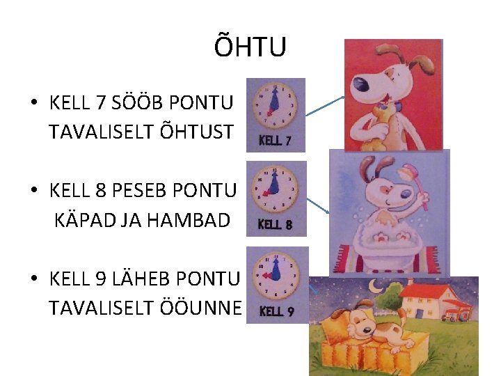 ÕHTU • KELL 7 SÖÖB PONTU TAVALISELT ÕHTUST • KELL 8 PESEB PONTU KÄPAD