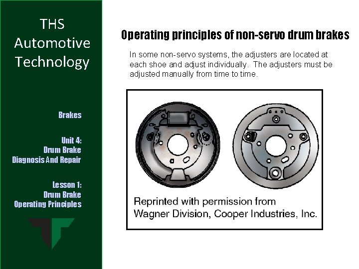 THS Automotive Technology Brakes Unit 4: Drum Brake Diagnosis And Repair Lesson 1: Drum