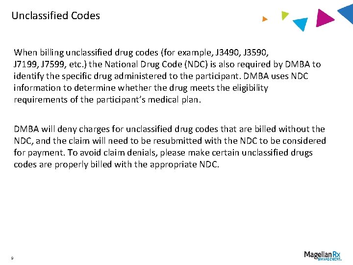 Unclassified Codes When billing unclassified drug codes (for example, J 3490, J 3590, J