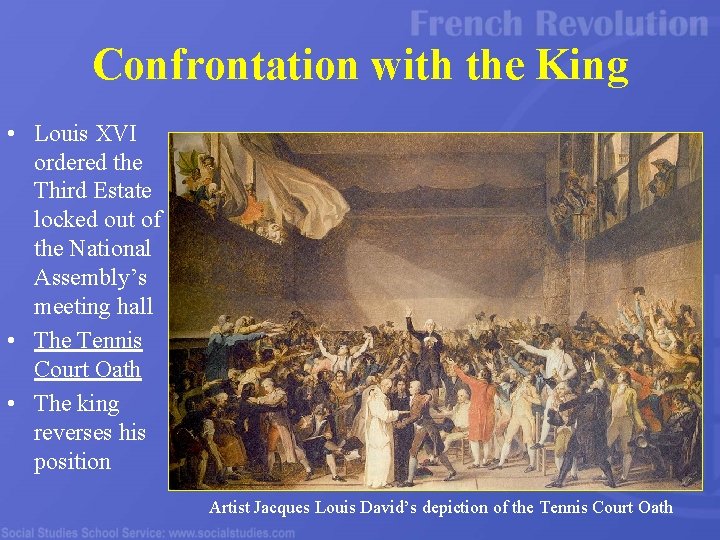 Confrontation with the King • Louis XVI ordered the Third Estate locked out of