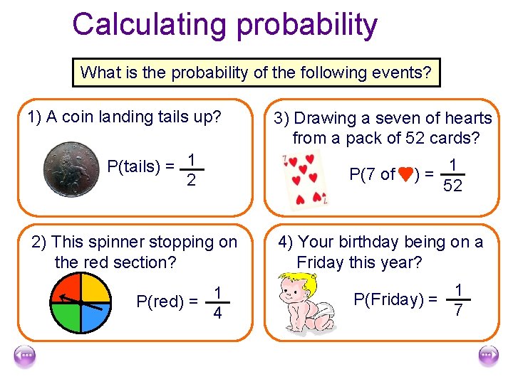 Calculating probability What is the probability of the following events? 1) A coin landing